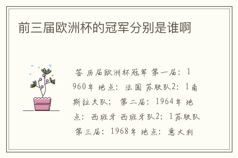 前三届欧洲杯的冠军分别是谁啊
