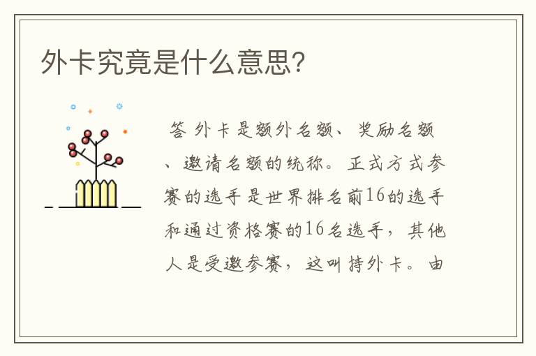 外卡究竟是什么意思?