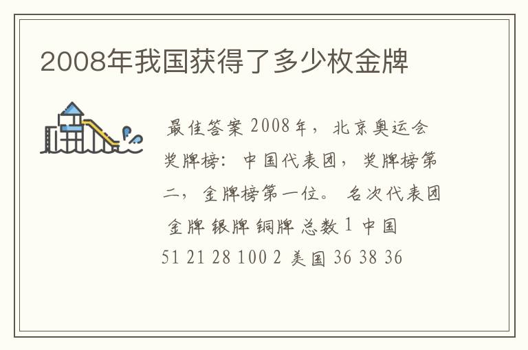 2008年我国获得了多少枚金牌