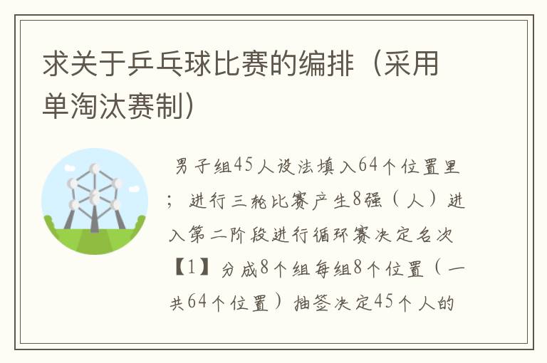 求关于乒乓球比赛的编排(采用单淘汰赛制)