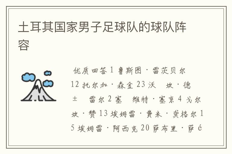 土耳其国家男子足球队的球队阵容