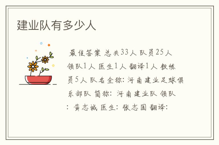 建业队有多少人