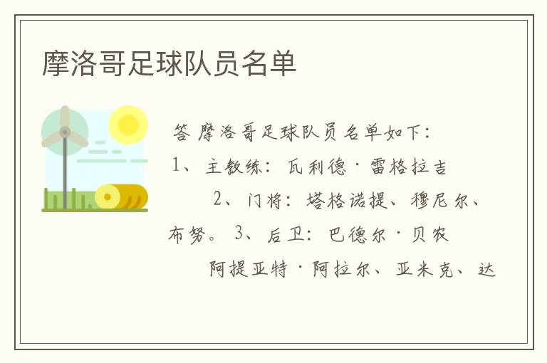 摩洛哥足球队员名单