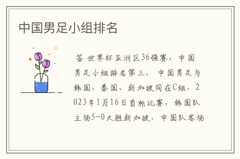 中国男足小组排名