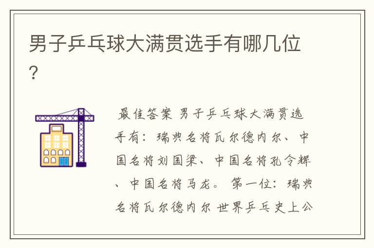 男子乒乓球大满贯选手有哪几位?