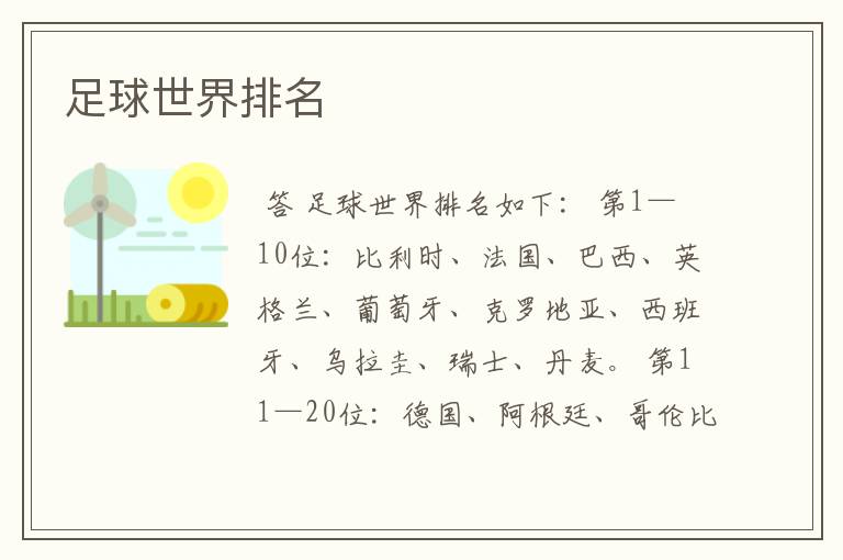 足球世界排名