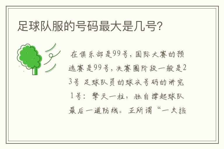 足球队服的号码最大是几号?