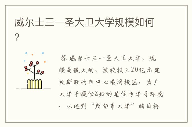 威尔士三一圣大卫大学规模如何?