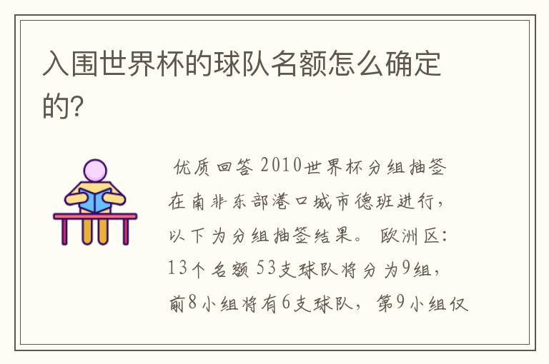 入围世界杯的球队名额怎么确定的?
