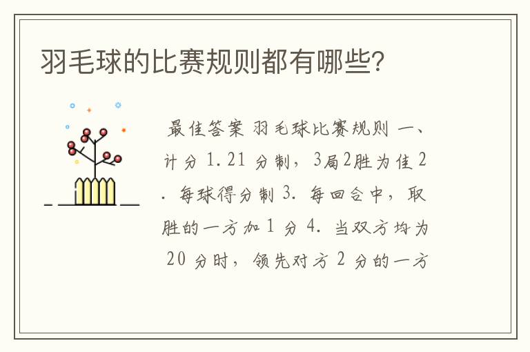 羽毛球的比赛规则都有哪些?