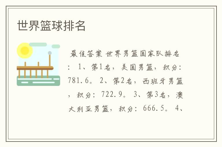 世界篮球排名