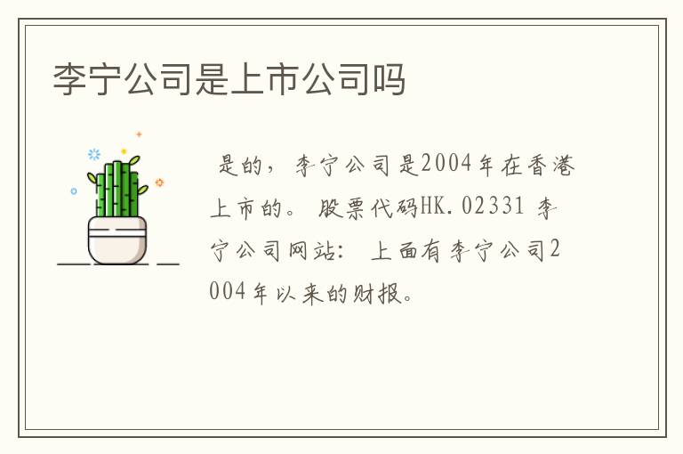 李宁公司是上市公司吗