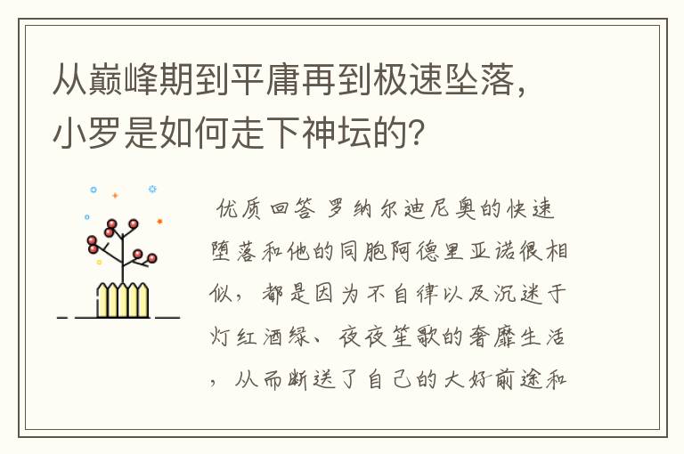 从巅峰期到平庸再到极速坠落，小罗是如何走下神坛的？