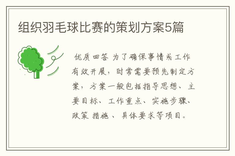 组织羽毛球比赛的策划方案5篇