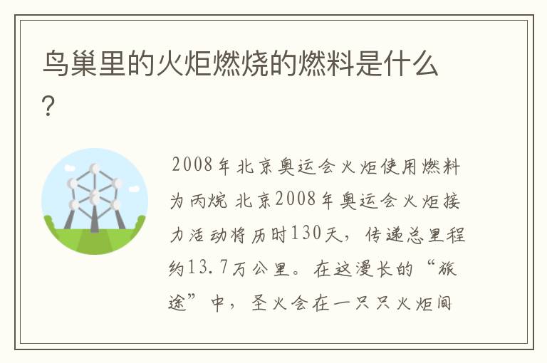 鸟巢里的火炬燃烧的燃料是什么?
