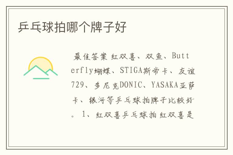 乒乓球拍哪个牌子好