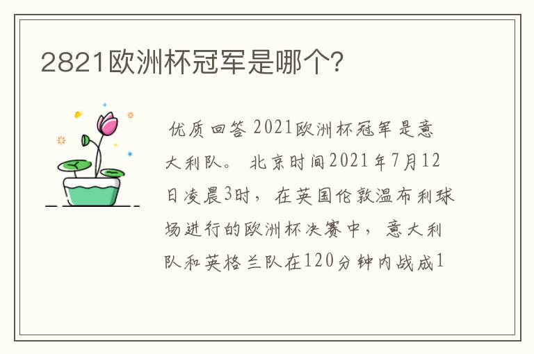 2821欧洲杯冠军是哪个?