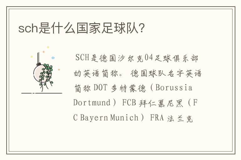 sch是什么国家足球队?