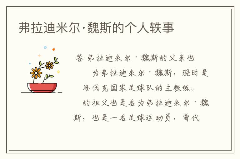 弗拉迪米尔·魏斯的个人轶事