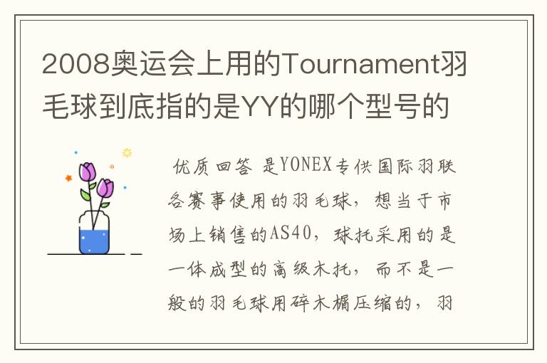 2008奥运会上用的Tournament羽毛球到底指的是YY的哪个型号的球?
