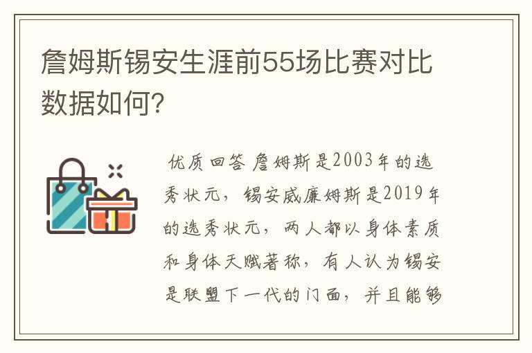 詹姆斯锡安生涯前55场比赛对比数据如何?
