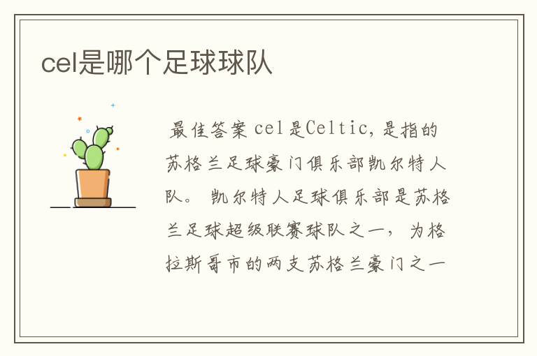 cel是哪个足球球队