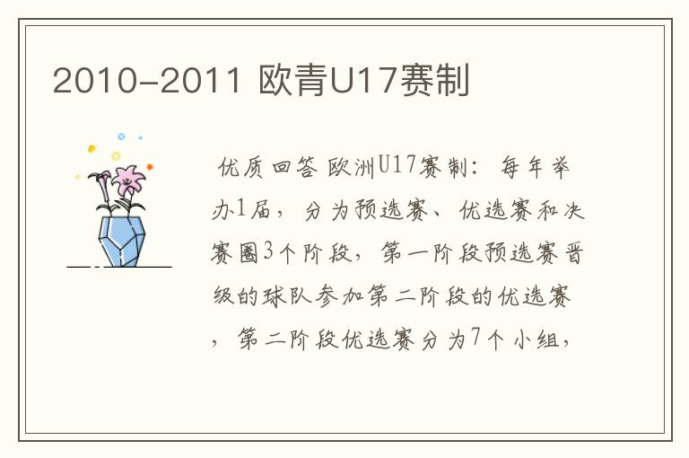 2010-2011 欧青U17赛制