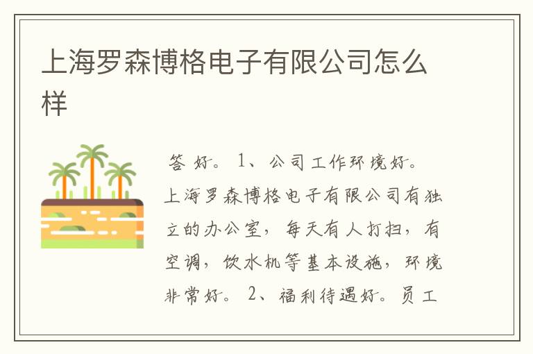 上海罗森博格电子有限公司怎么样
