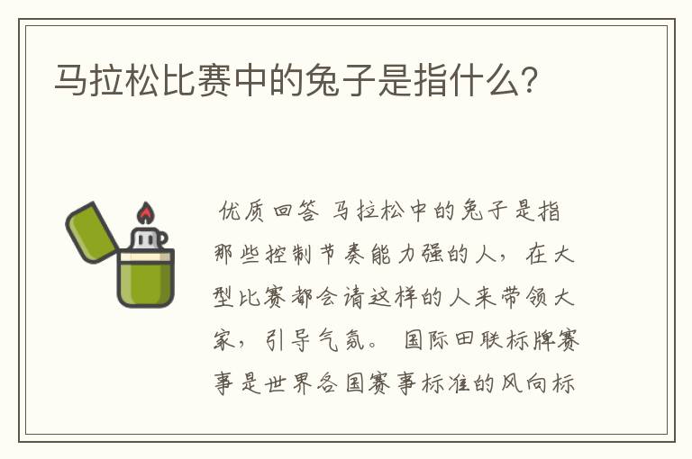 马拉松比赛中的兔子是指什么?