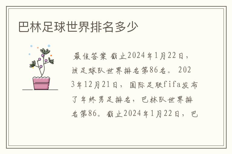 巴林足球世界排名多少