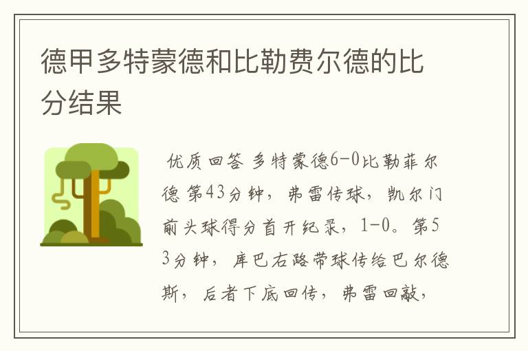 德甲多特蒙德和比勒费尔德的比分结果