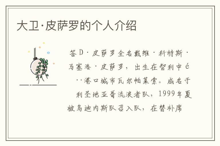 大卫·皮萨罗的个人介绍