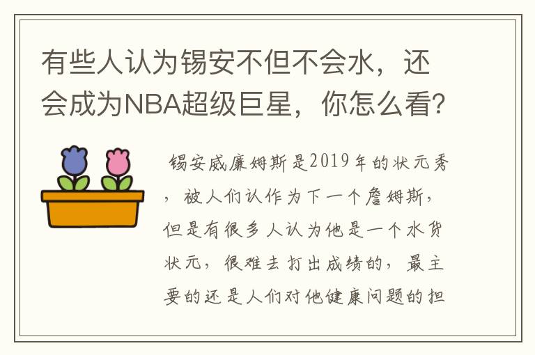 有些人认为锡安不但不会水,还会成为NBA超级巨星,你怎么看?