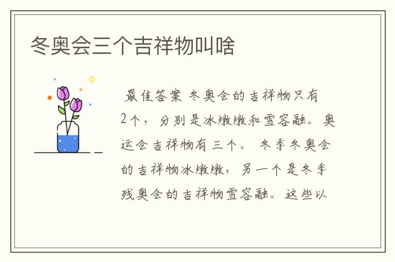 冬奥会三个吉祥物叫啥