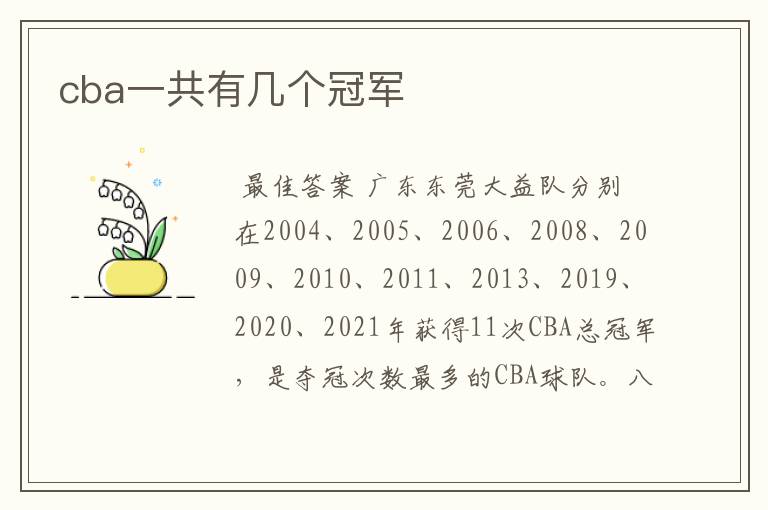 cba一共有几个冠军