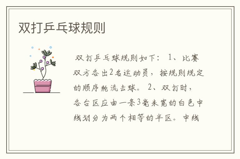 双打乒乓球规则