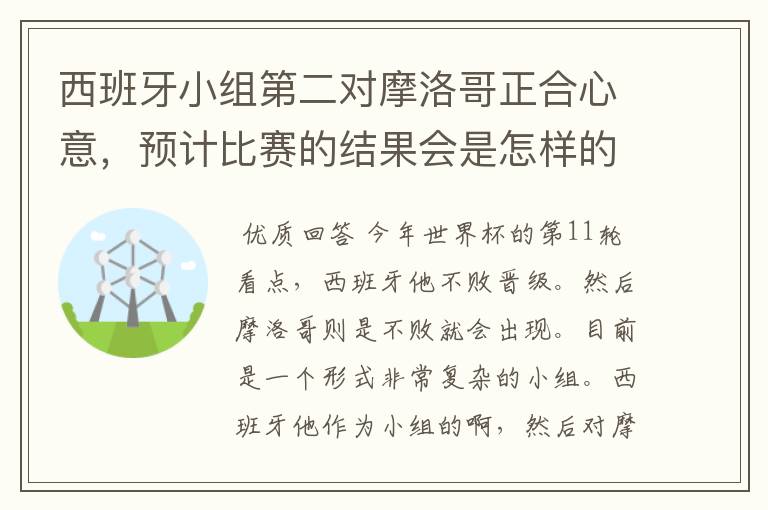 西班牙小组第二对摩洛哥正合心意,预计比赛的结果会是怎样的?