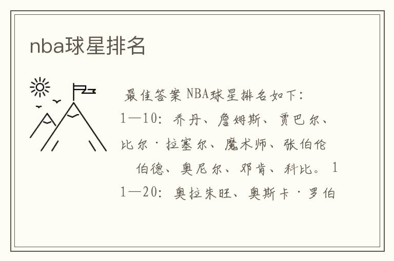 nba球星排名