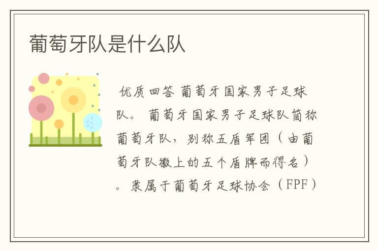 葡萄牙队是什么队