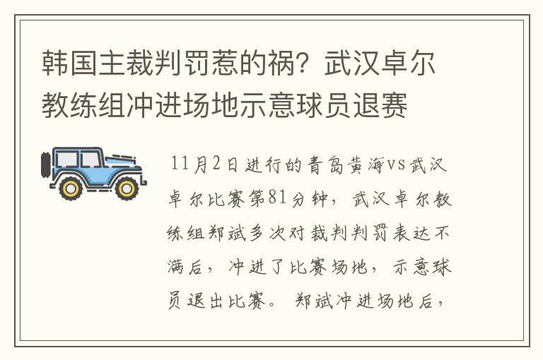 韩国主裁判罚惹的祸?武汉卓尔教练组冲进场地示意球员退赛