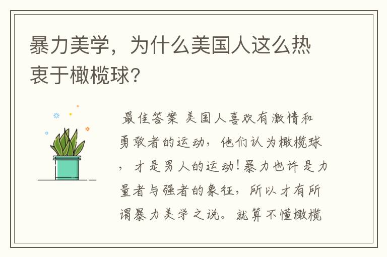 暴力美学,为什么美国人这么热衷于橄榄球?
