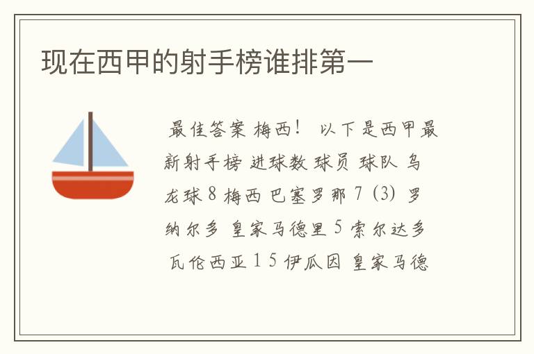 现在西甲的射手榜谁排第一