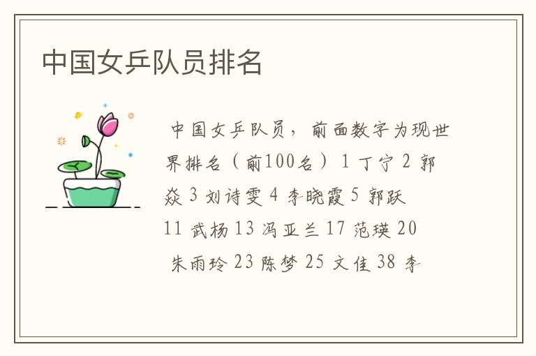中国女乒队员排名
