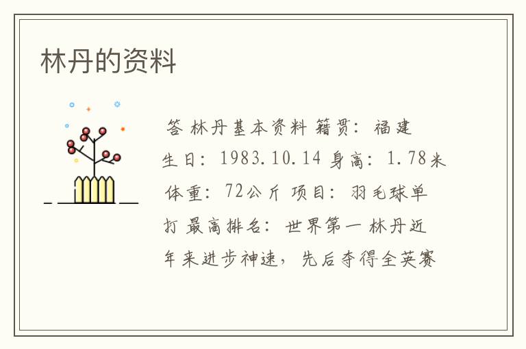 林丹的资料
