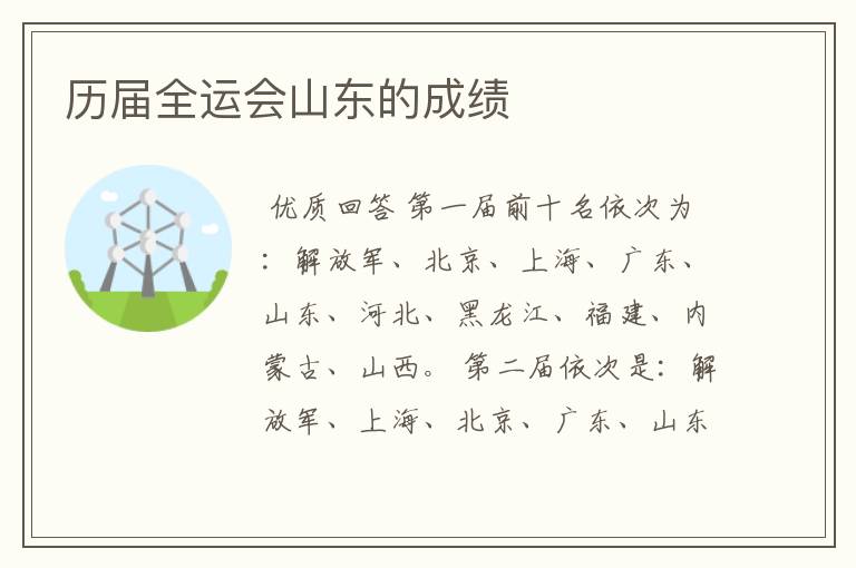 历届全运会山东的成绩