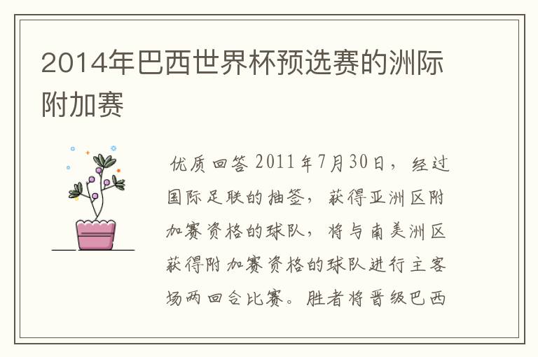 2014年巴西世界杯预选赛的洲际附加赛
