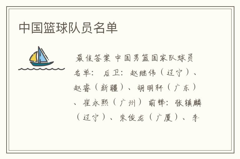 中国篮球队员名单