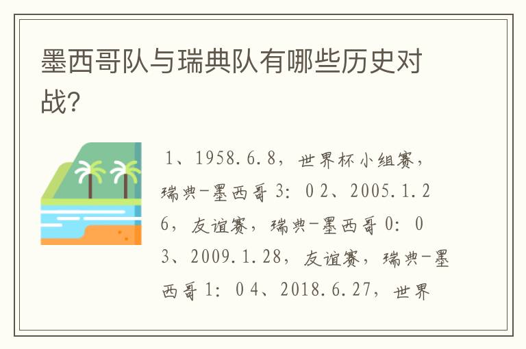 墨西哥队与瑞典队有哪些历史对战?