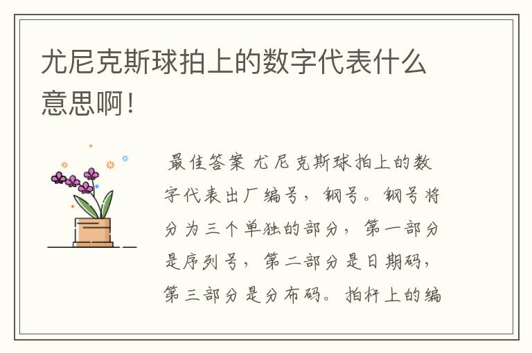 尤尼克斯球拍上的数字代表什么意思啊!