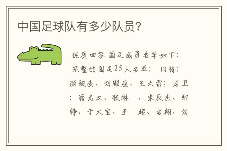 中国足球队有多少队员?